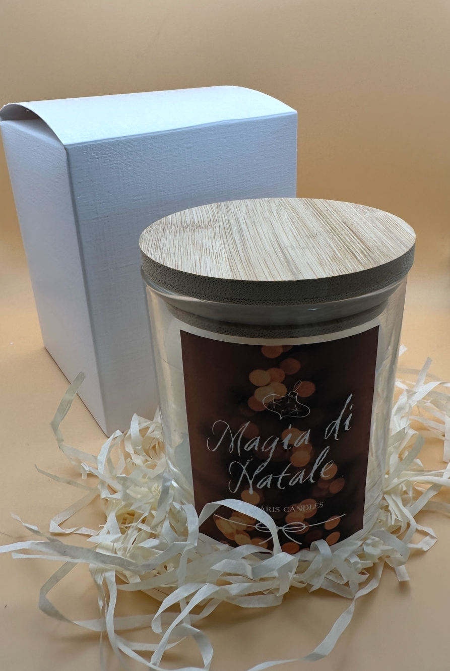 Candela in vetro con tappo