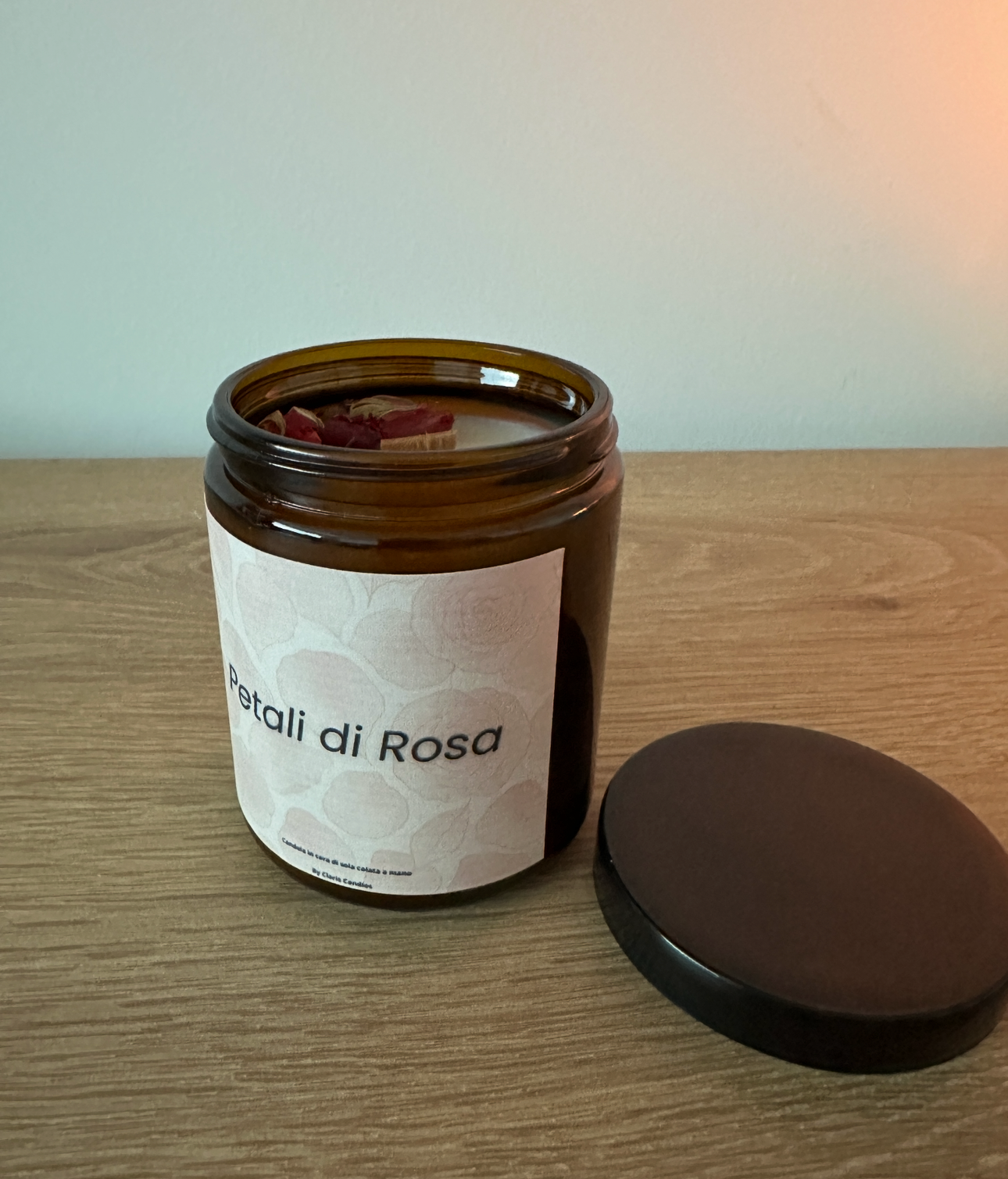 Candela in vetro ambrato