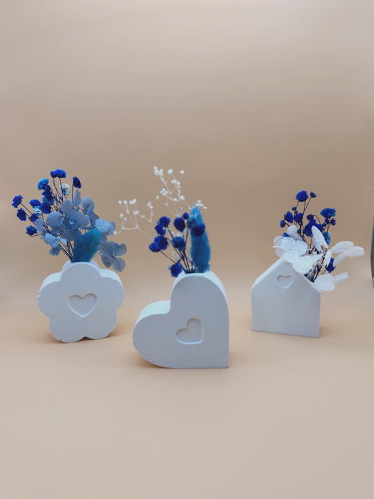 Mini Vasi in Gesso Decorativo – Cuore, Fiore,Casetta, Arcobaleno