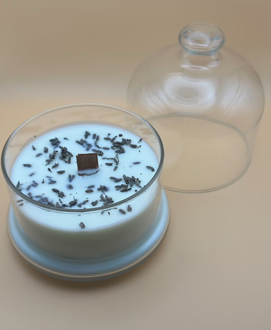 Candela in vetro con cloche grande