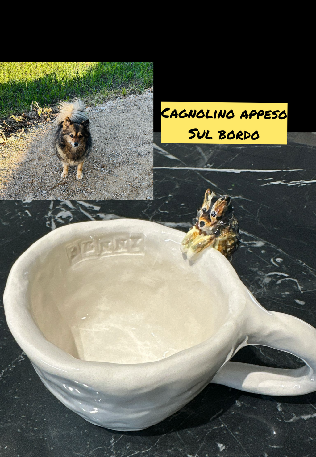 Tazza con animale appeso