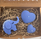 Cofanetto regalo con candela elefantino personalizzato + cuori