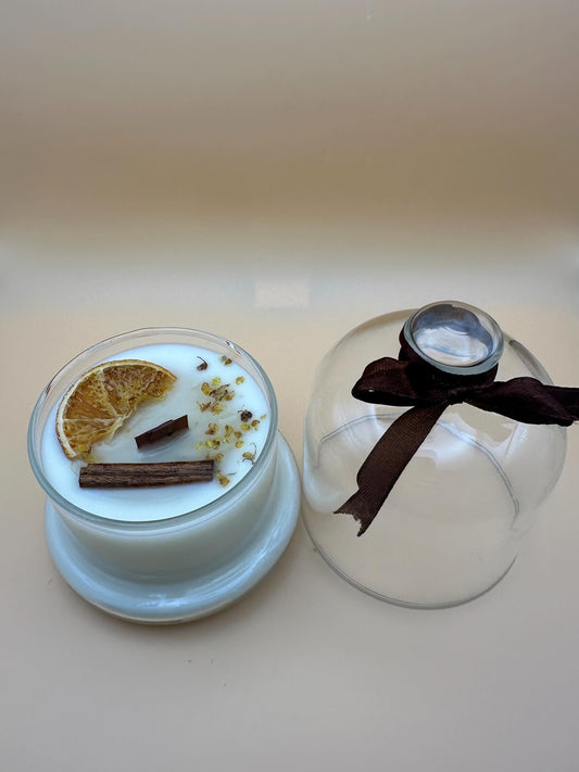 Candela in cloche di vetro piccola